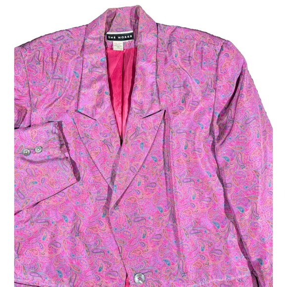 VTG Saks Fifth Avenue The Works 2XL (48x32) Womens Silk Paisley Blazer Jacket - Picture 1 of 7